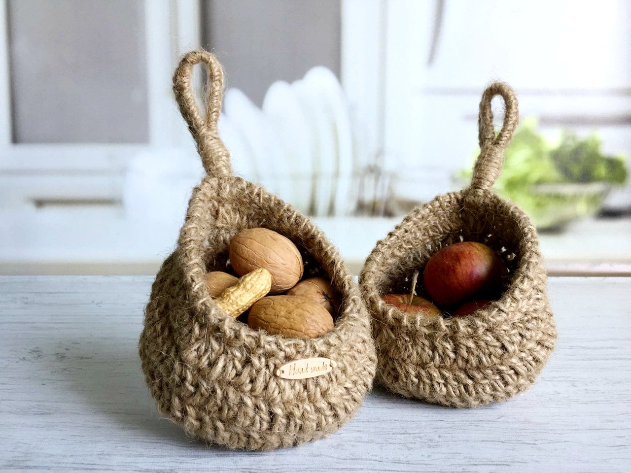 Jute Hanging Baskets Set 2 Sustainable Gift Wall Basket Jute Etsy
