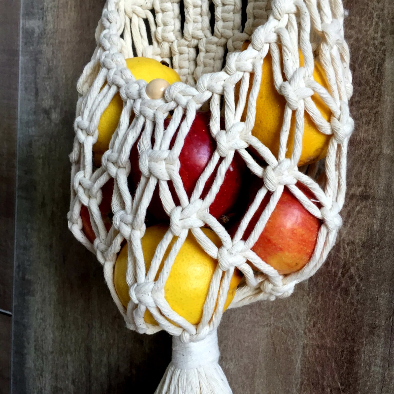 Macrame hanging fruit basket Wall decor kitchen Boho interior Etsy