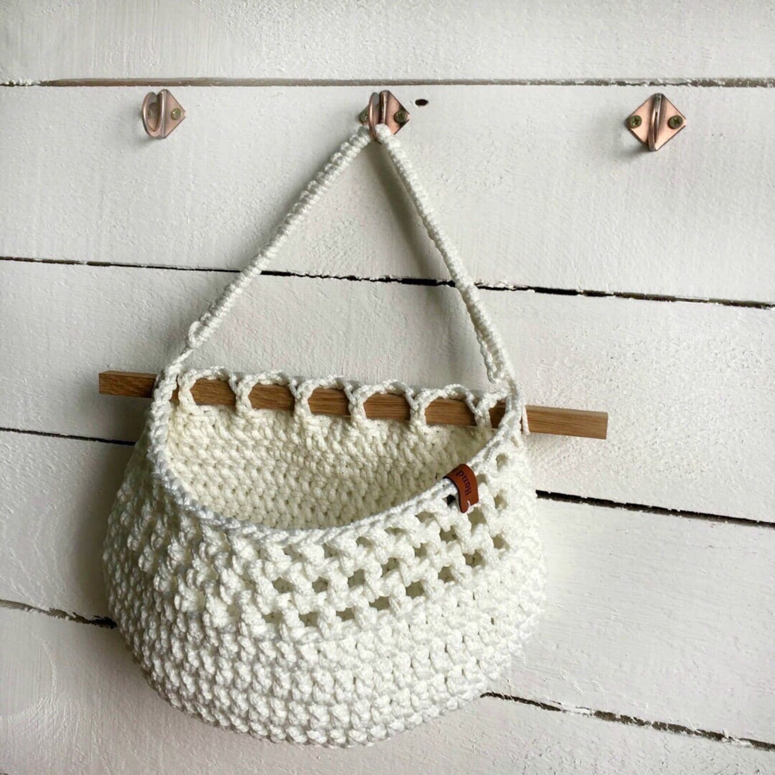 Hanging fruit basket wall hygge Rope white storage basket Etsy