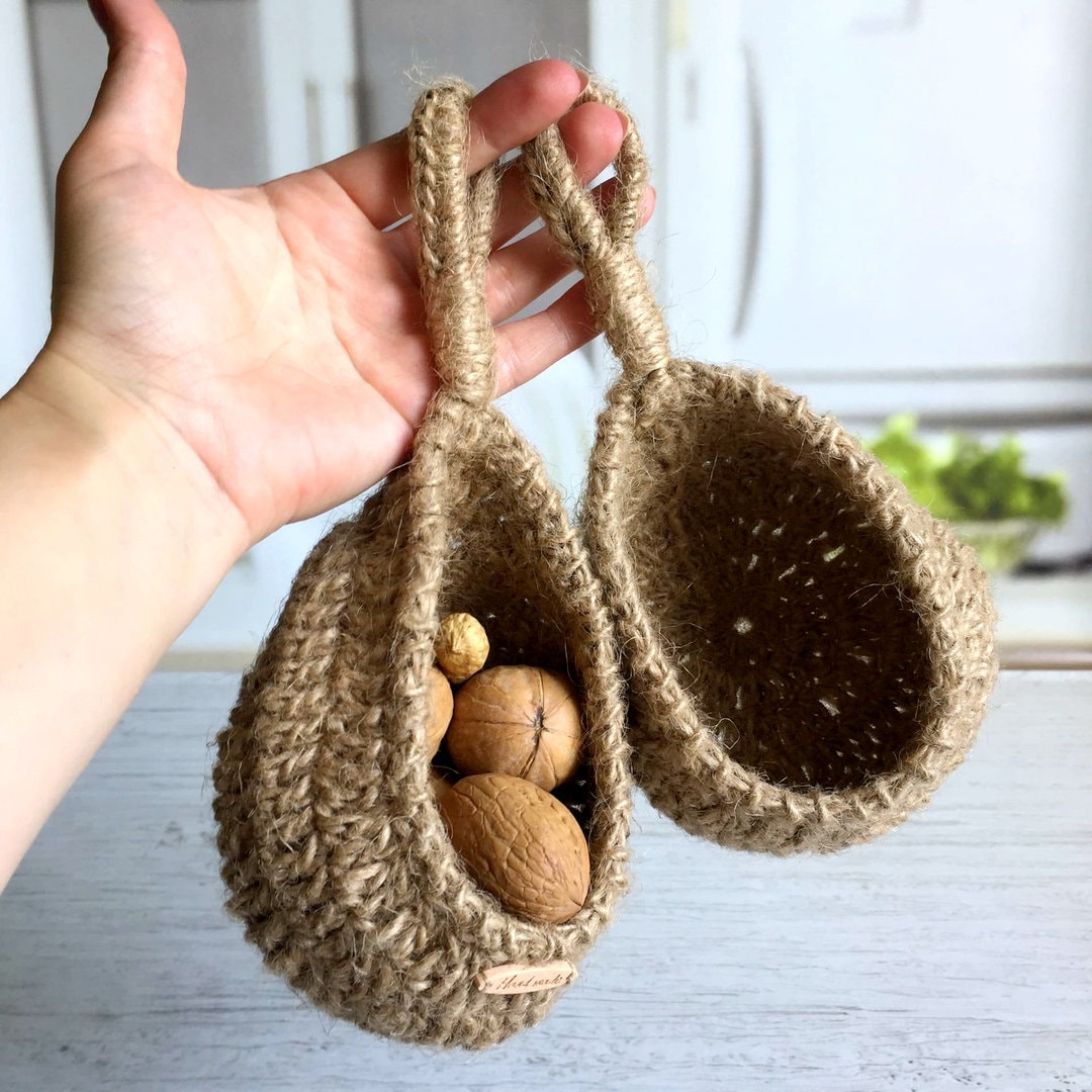 Jute Hanging Baskets Set 2 Sustainable Gift Wall Basket Jute Etsy