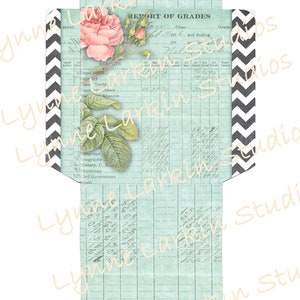 Download digital DIY Envelope Vintage Rose on Blue ~~ Imprima o seu próprio para scrapbooking de presentes de diários indesejados