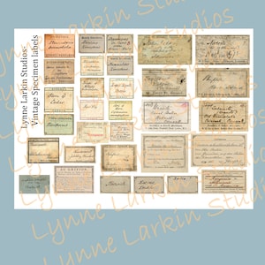 Specimen Labels INSTANT DOWNLOAD digitaal papier Vintage labels Junk Journal, Collage