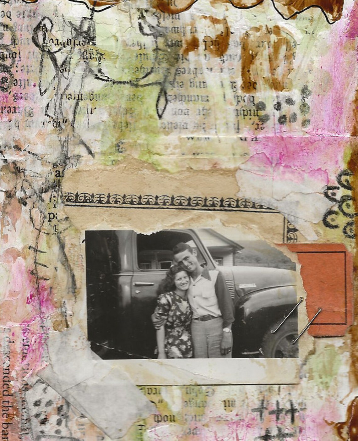 Collage multimedia mixto con foto vintage en tarjeta bingo Etsy España