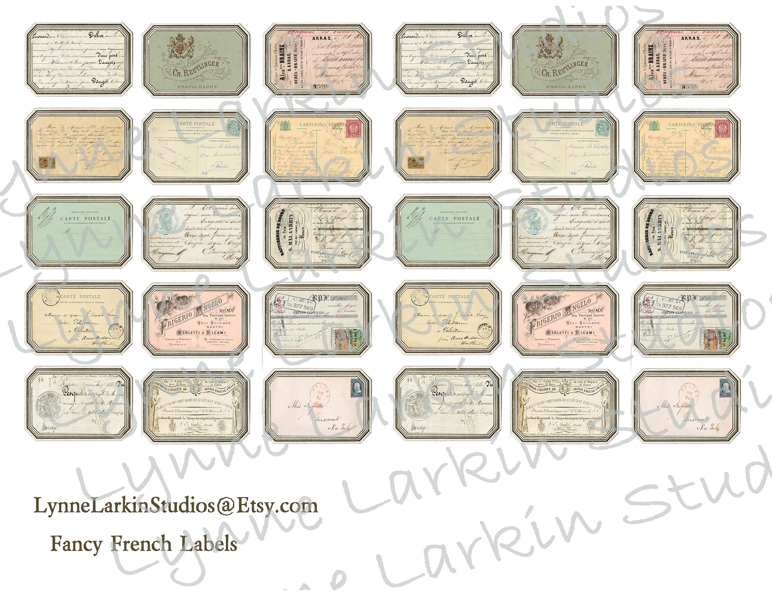 Lables Fancy Fancy Fench Labels 3 Sizes INSTANT DOWNLOAD Digital Paper Vintage ...