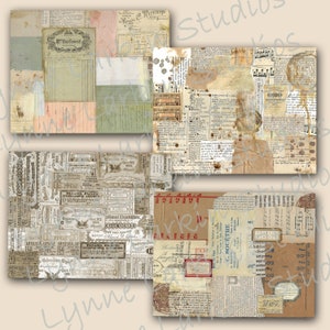 4 Instant Download Background  Journal Background Collage Scrapbooking Tear Sheets Mixed Media 8.5&quot; x 11&quot; Printables Mb6