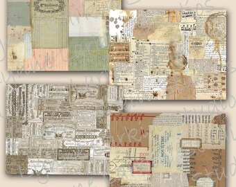4 Instant Download Background  Journal Background Collage Scrapbooking Tear Sheets Mixed Media 8.5" x 11" Printables Mb6