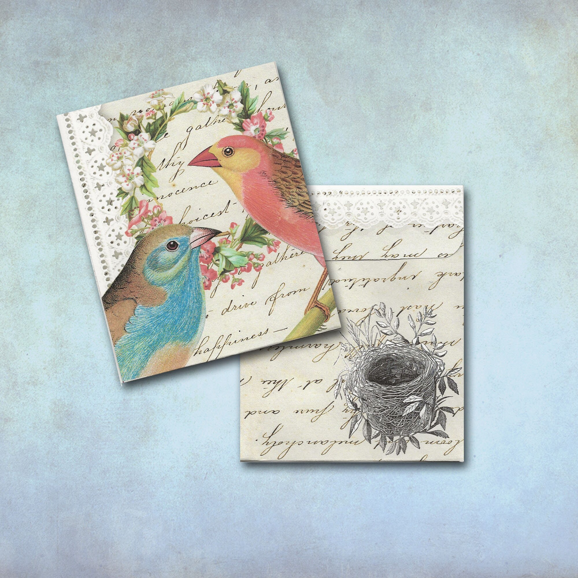 Digital Download DIY Envelope 2 Birds With Wreath Print Your Own for ...