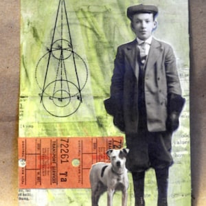 Mixed Media Collage Vintage &quot;The Possibilities of Time Travel&quot; Found Relatives  4&quot;X6&quot; Original