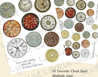 MY FAVORITE CLOCKS Digital Download Elements for Collage, Mixed Media Art, Journaling, Scrapbooking, Cardmaking and Paper Crafts