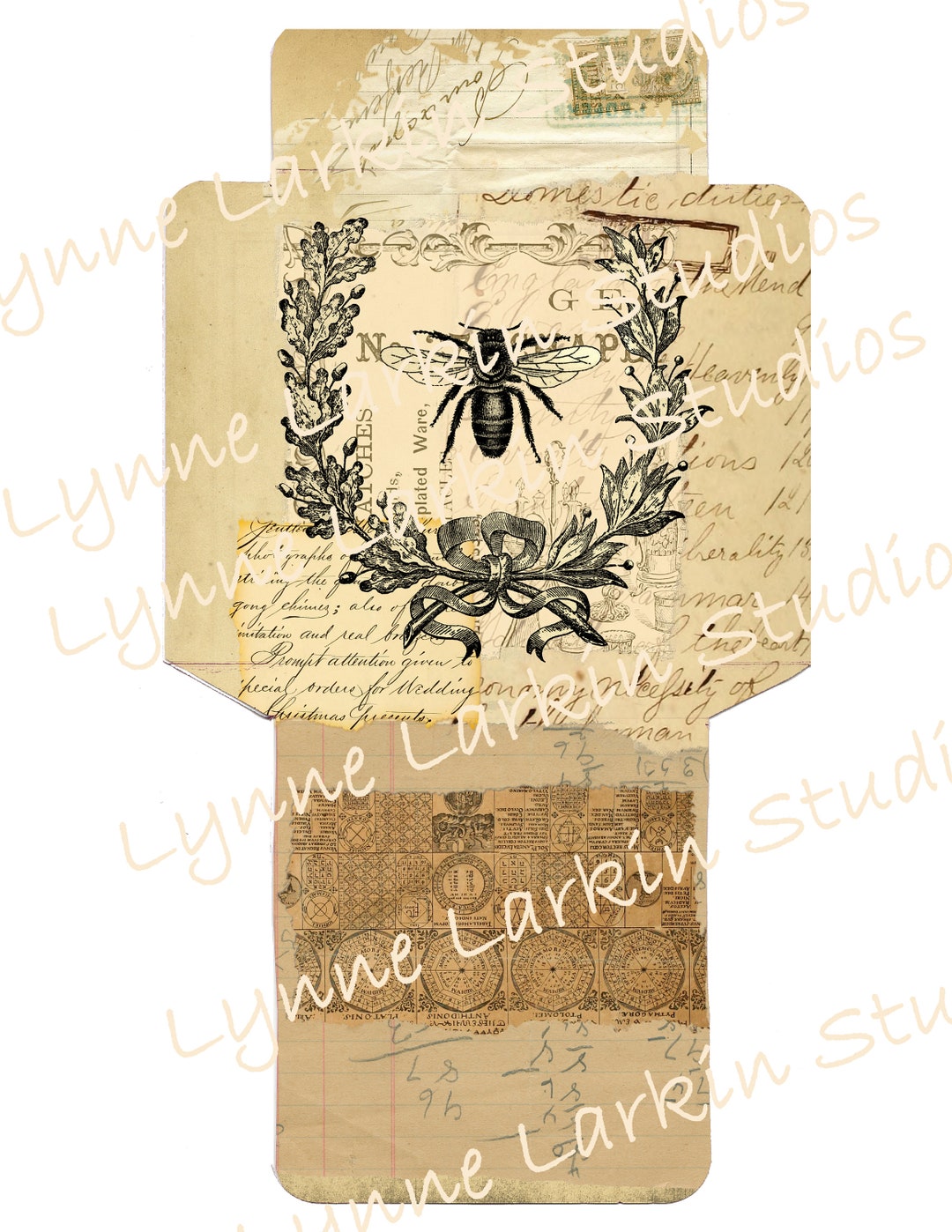 Digital Download DIY Envelope Vintage Bee With Wreath~~print Your Own ...