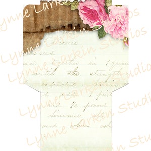 Digitale download DIY envelop Vintage Rose op karton ~ ~ Print je eigen voor junk journals geschenken scrapbooking