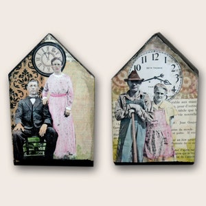 Village of Dreams Wood House Collage "A Marriage" Outsider art double faced collage OOAK