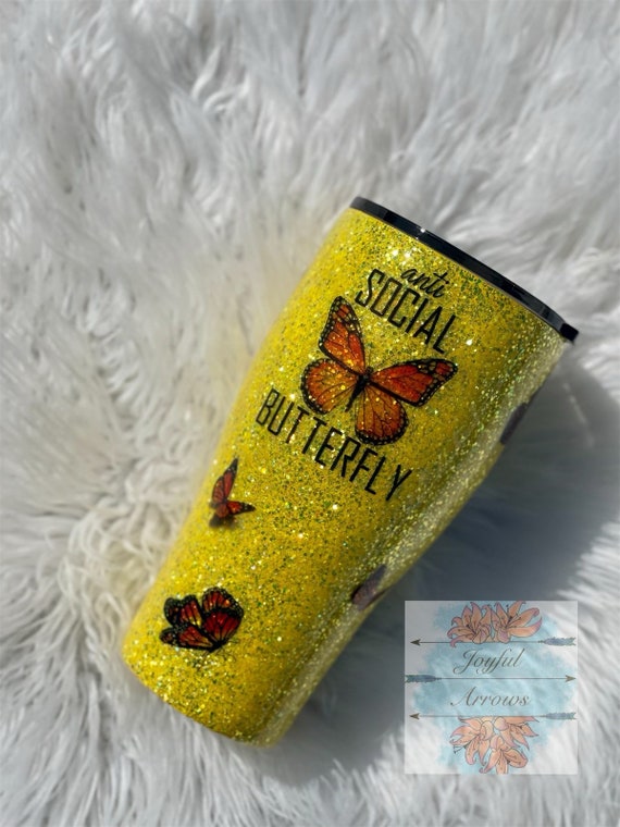 Anti-Social Butterfly | Glitter Tumbler | Custom Tumbler