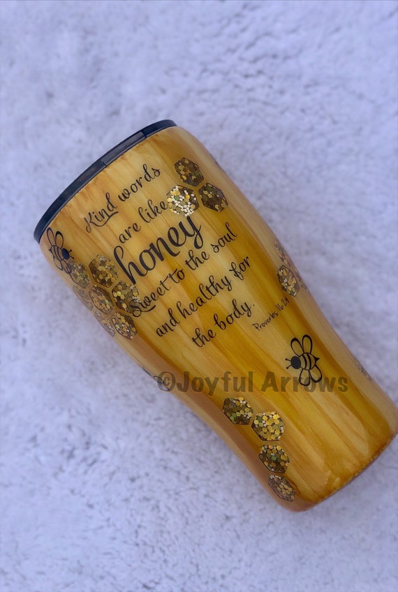 Honeycomb Tumbler | Glitter Tumbler | Custom Tumbler | Proverbs 16:24