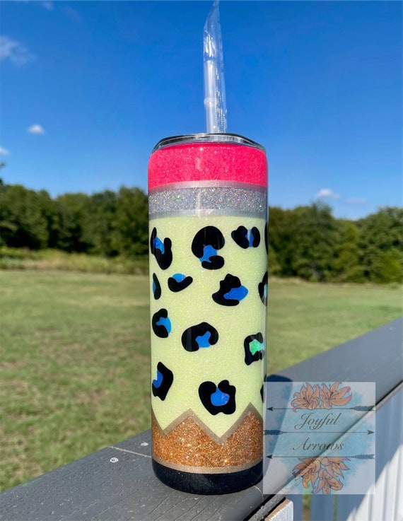 Leopard Pencil/Composition Book Split Tumbler | Back To School | Teacher Gift