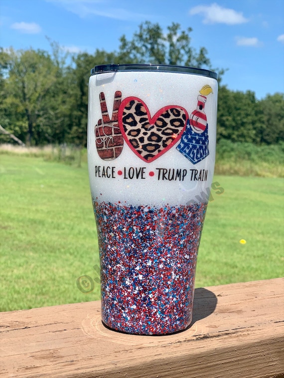 Peace•Love•Trump Train | Glitter Tumbler| Custom Tumbler | Trump