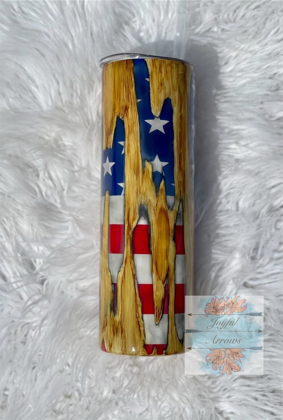 American Flag Woodgrain Tumbler | Woodgrain Tumbler | Patriotic