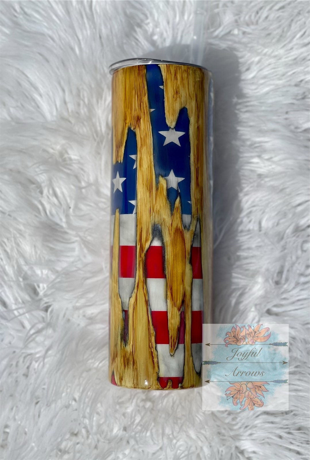 Personalized Hunting Tumbler Wood Style American Flag