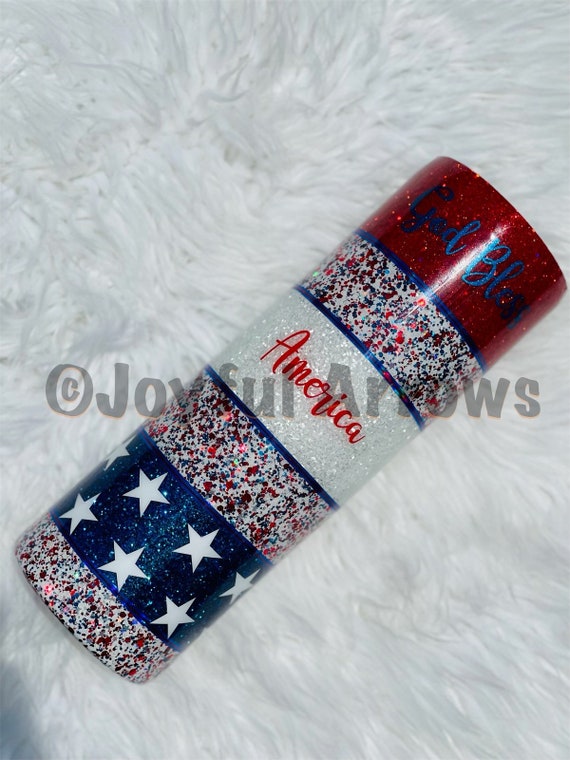 God Bless America Tumbler | America the Beautiful | Patriotic Tumbler | Red White and Blue