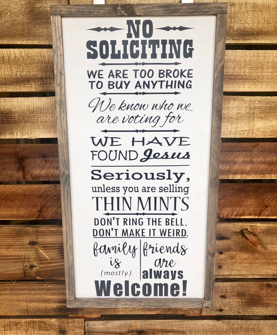 No Soliciting Sign | Wood Word Sign | Farmhouse Sign |Farmhouse Decor