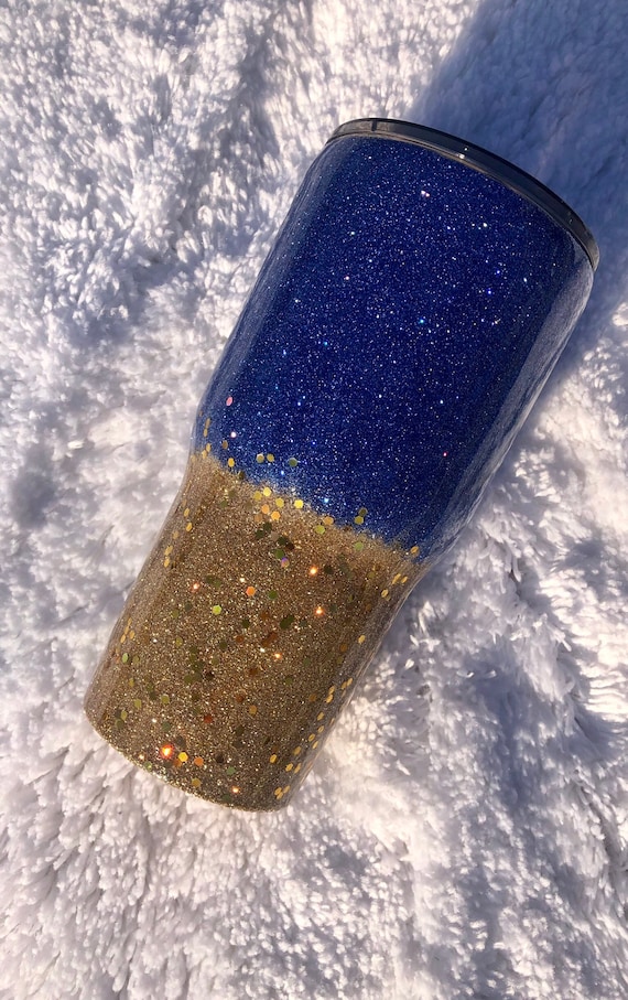 Glitter Tumbler| Blue and Gold | Custom Tumbler