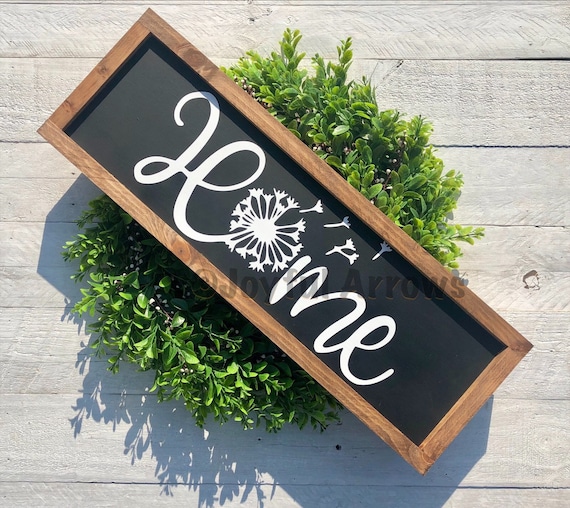 Home Sign | Farmhouse Sign | Dandelion | Wood Word Sign