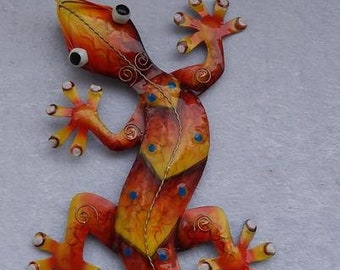Set Di 5 Decorazioni Murali In Metallo A Forma Di Geco - Colorate Per Esterno/Interno - 2