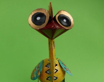 Colorful Exotic Funny Little Bird 20cm Emu Bird Heron Colorful Bird of Paradise Pond Figure Garden Metal Bird Sculpture Metal Figure