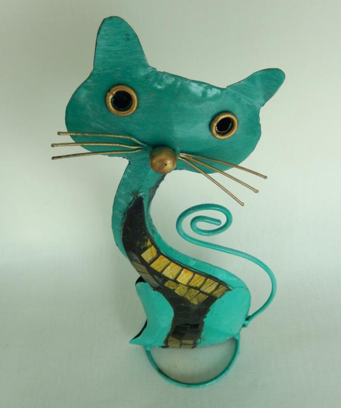 Katze aus Metall 35 cm Türkis Mosaik Dekofigur für draußen | Etsy