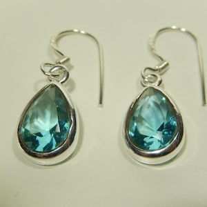 Quartz Blue Silver Earrings Made of Shaped Stones Drop Shape 925 Sterling Silver Women Earrings Silver Women&#39;s Earrings Real Gemstone Jewelry