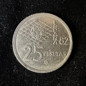 1980 Spain 25 Pesetas PTAS - FIFA World Cup 1982  - Juan Carlos I King - Football 1982 Vintage Coin