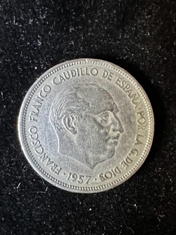 1957 スペイン 25 ペセタ PTAS コイン - フランコ カウディージョ