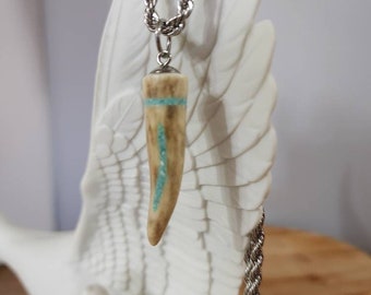 Turquoise Inlay Deer Antler/Deer Antler Necklace/Southwest Antler Necklace/Southwest Antler Necklace