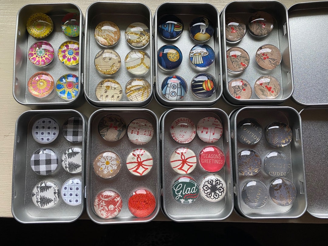 Glass Fridge Magnet Gift Set - Christmas Decor and Recycled Papers - Etsy