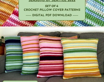 Seasons of Seattle - Crochet Pillow Cover Pattern - Set of 4