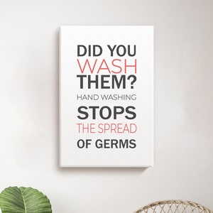 Wash Hands Stop the Spread of Germs Wall Quotes Office Safety Canvas ...