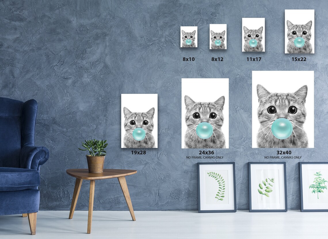 Little Cat Canvas. Cat Printed Art for Living Room Decor. Etsy