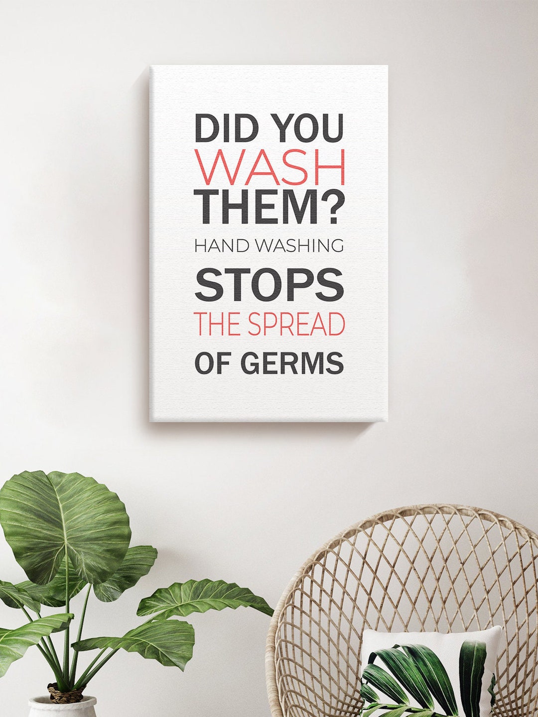 Wash Hands Stop the Spread of Germs Wall Quotes Office Safety Canvas ...