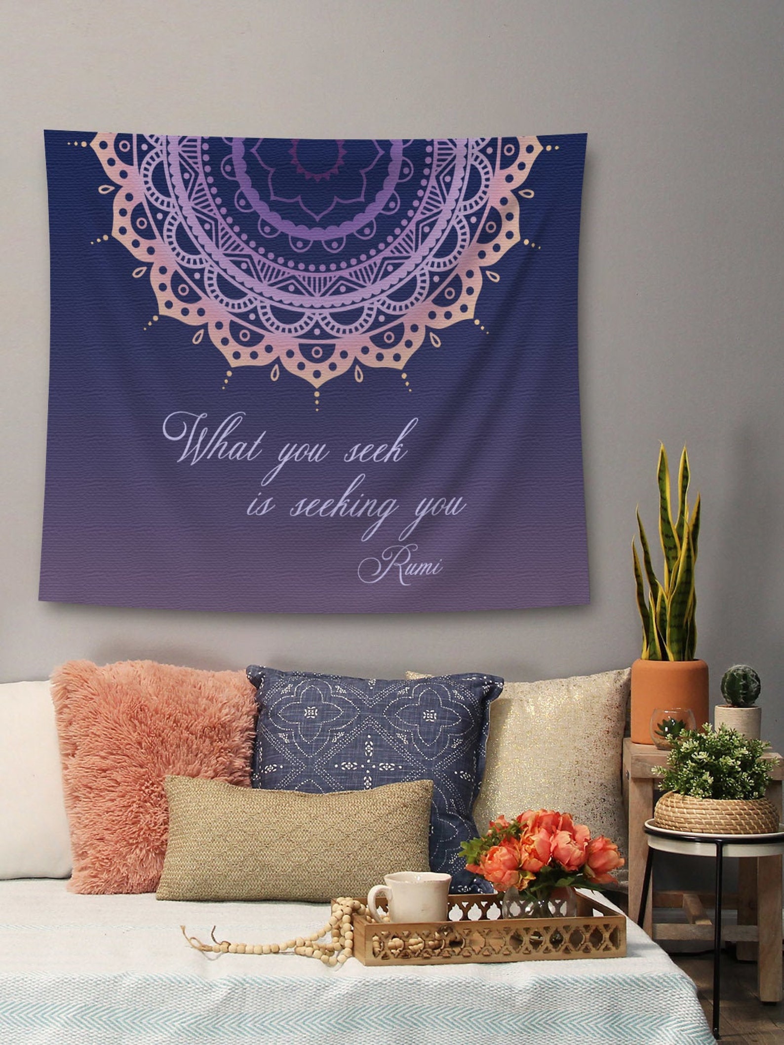 Rumi Quote Tapestry Wall Hanging Motivational Home Decor Etsy