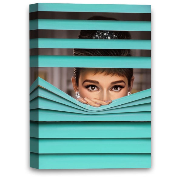 Audrey Hepburn Vintage Décor Wall Art, Window Look Home Decor Prints Breakfast at Tiffany's Classic Audrey Canvas Wall Print