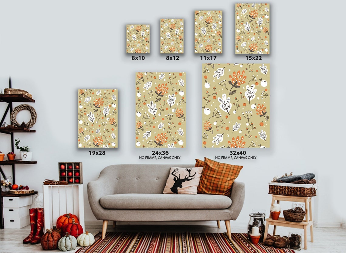 Thanksgiving Canvas Office Wall Art Rowan Leaves Home Decor | Etsy