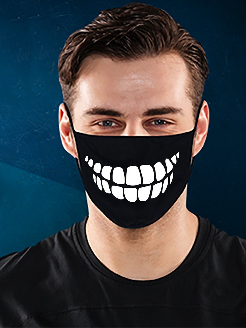 Funny Teeth Face Mask Scary Teeth Face Mask Cute Washable Etsy