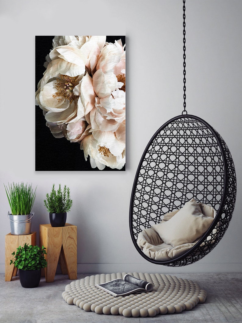 Flower Decals Peony Room Wall Decor Home Decor Ideas Ready to Hang Picture Peony Art Illustration Peonies Canvas Floral Painting.