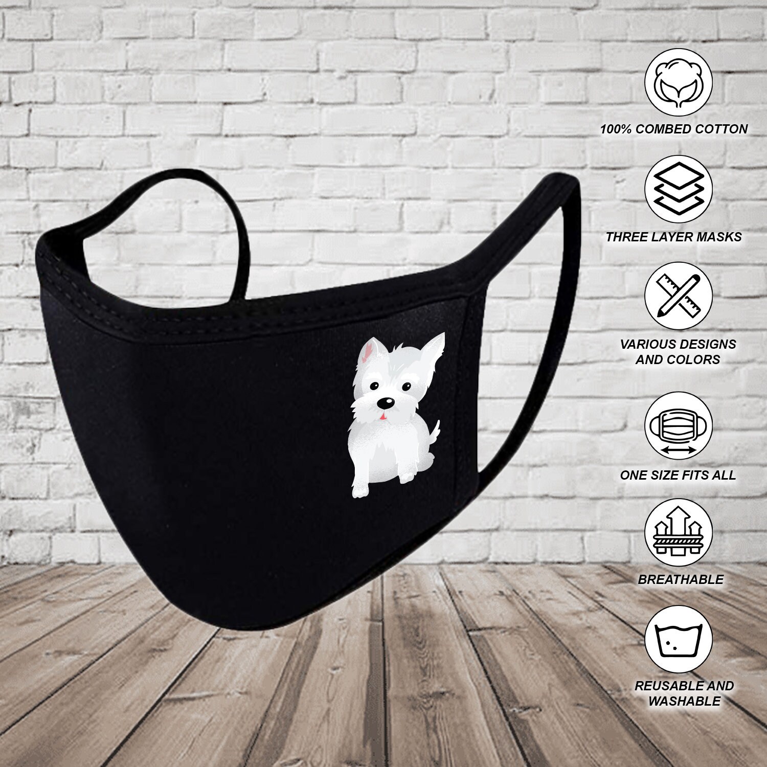 Little Puppy Face Mask Dog Cute Face Mask Dog Lover Washable Etsy