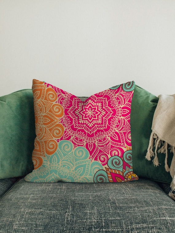 Mandala Decorative Pillow Covers Bohemian Throw Cushion Case Etsy