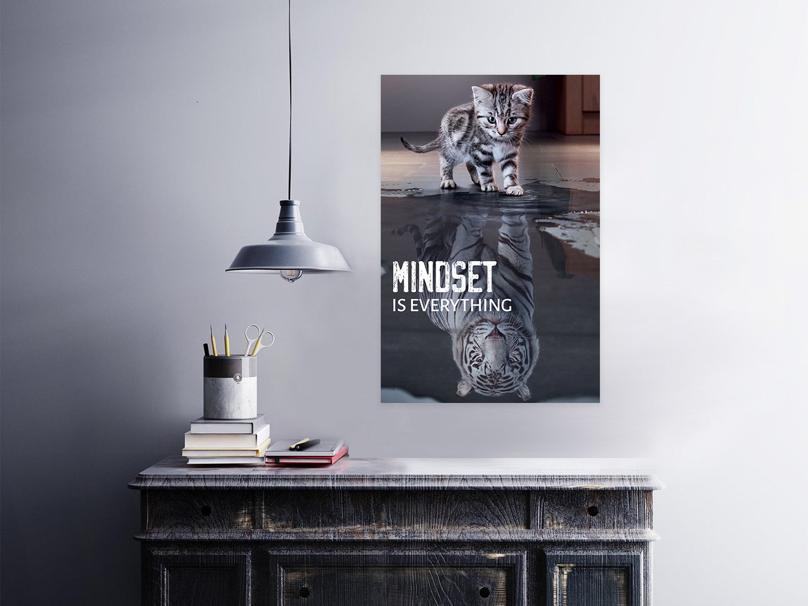 Mindset is Everything Poster. Motivational Art. Funny Cat Etsy