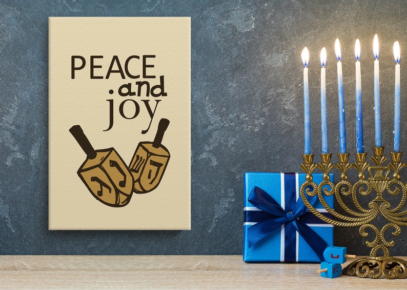 Hanukkah Wall Art Canvas Peace and Joy Jewish Home Decor Prints