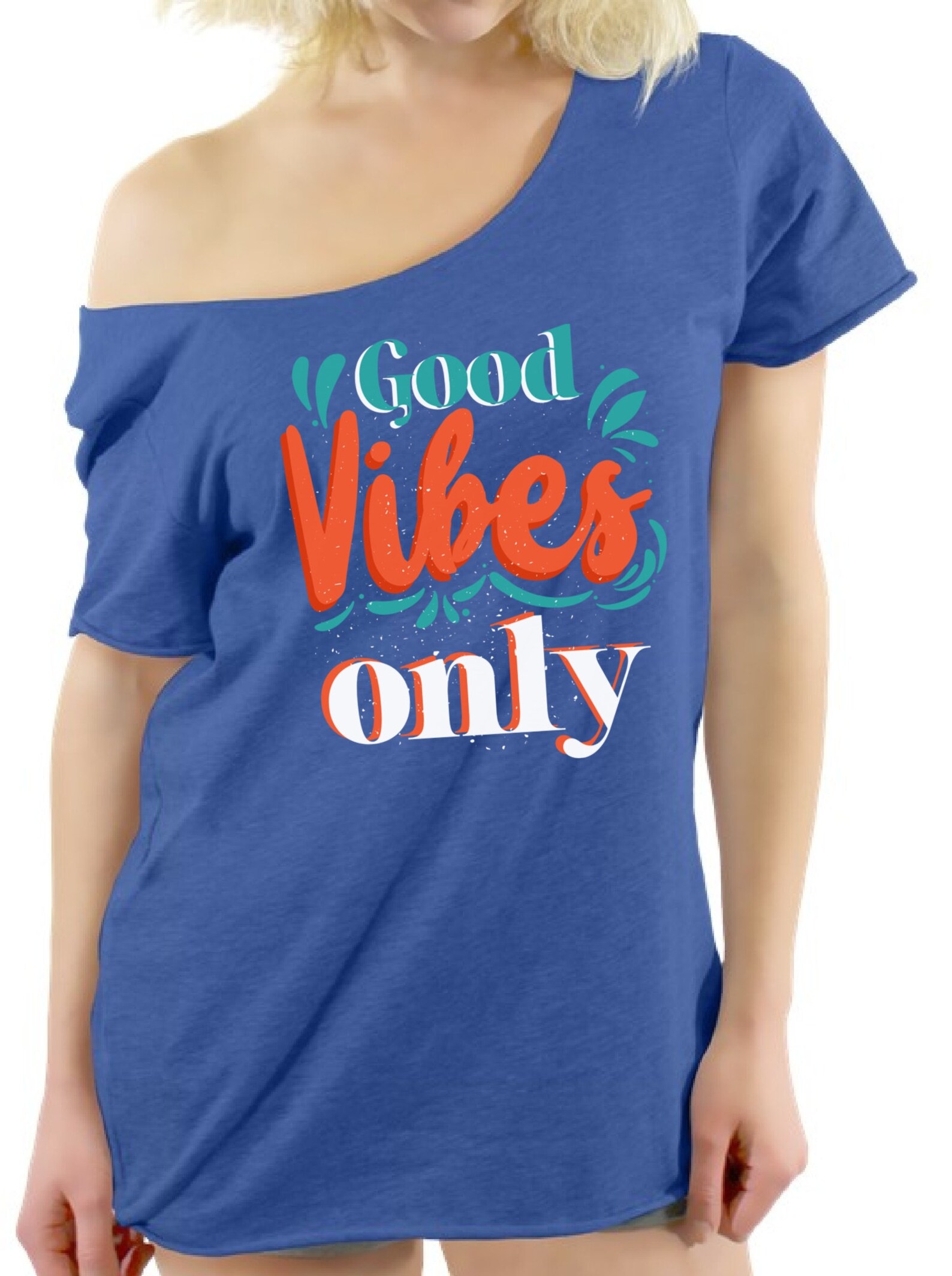 Good Vibes Only TShirt Positive Off Shoulder Tops for Women 1 Etsy
