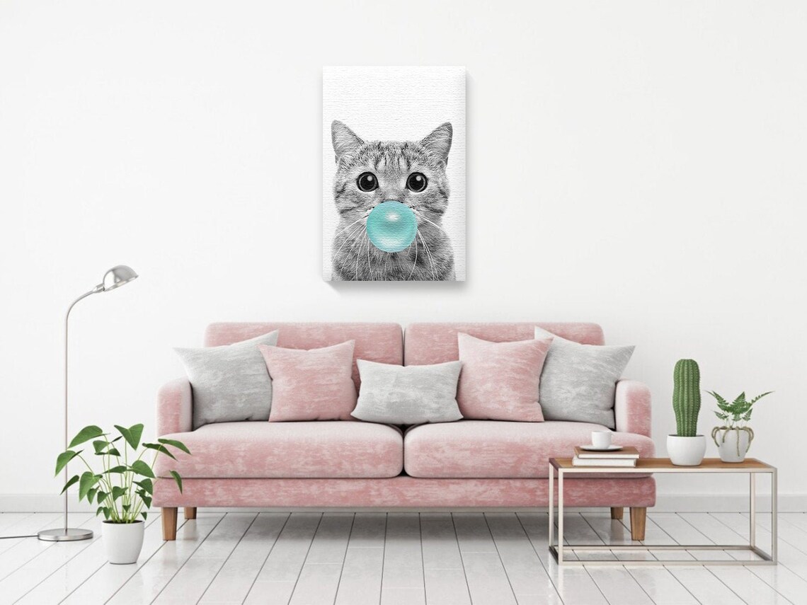 Little Cat Canvas. Cat Printed Art for Living Room Decor. Etsy