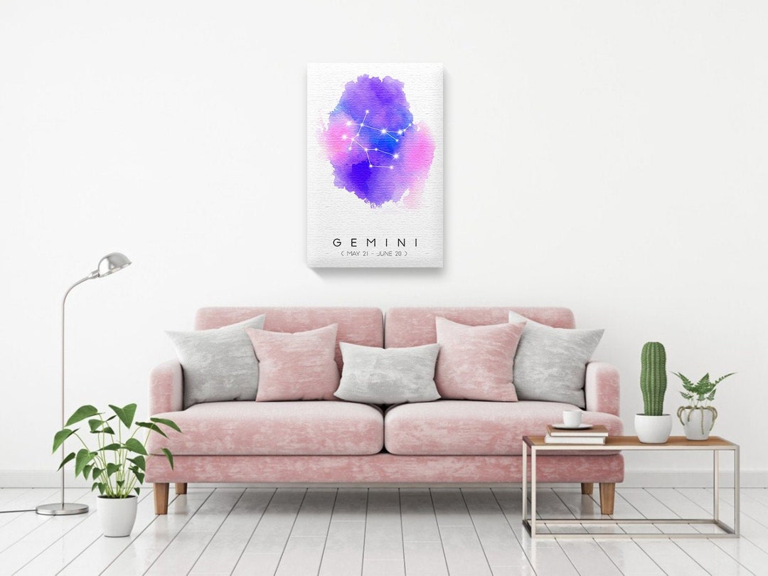 Zodiac Sign Map Gemini Canvas Zodiac Star Map Art Fantastic Gift for ...